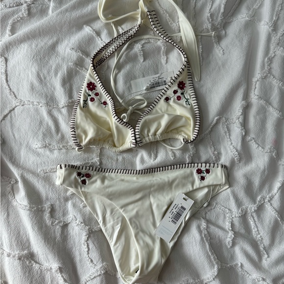 Frankie’s Bikinis - Sawyer Embroidered Cheeky Bikini Bottom in Sea Fairy - S - Picture 6 of 6